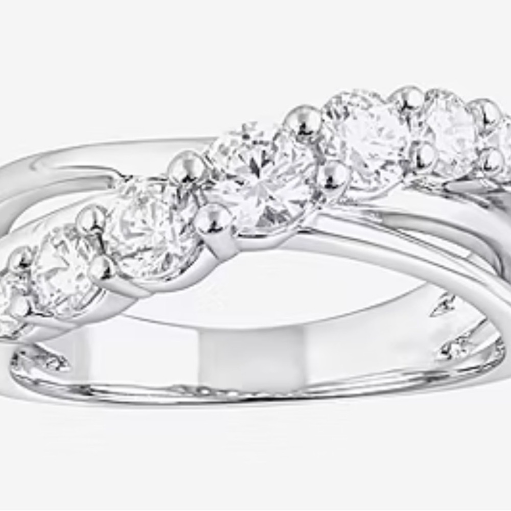 (F, Si2) 1 CT. T.W. Lab Grown White Diamond Sterling Silver Crossover Ring